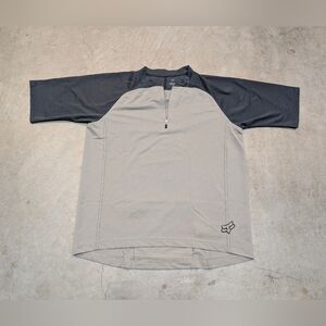 Fox Racing Shirt 1/4 Zip Men's L Gray Brown Short Sleeve